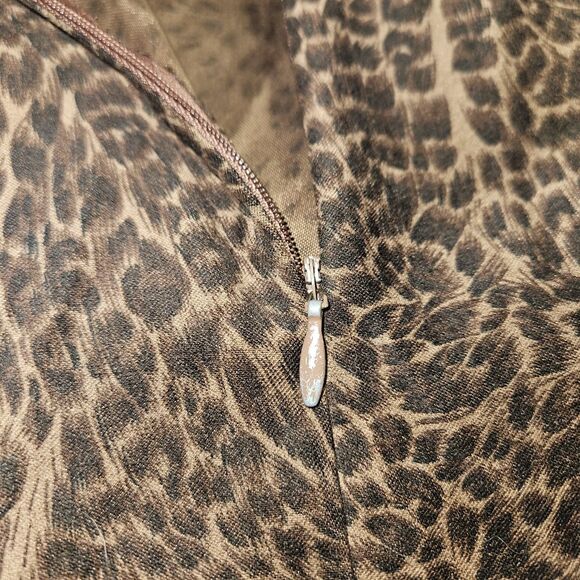 Vintage Leopard Print Midi Dress Pencil Bodycon Sleeveless Size 6 Petite - Picture 6 of 8